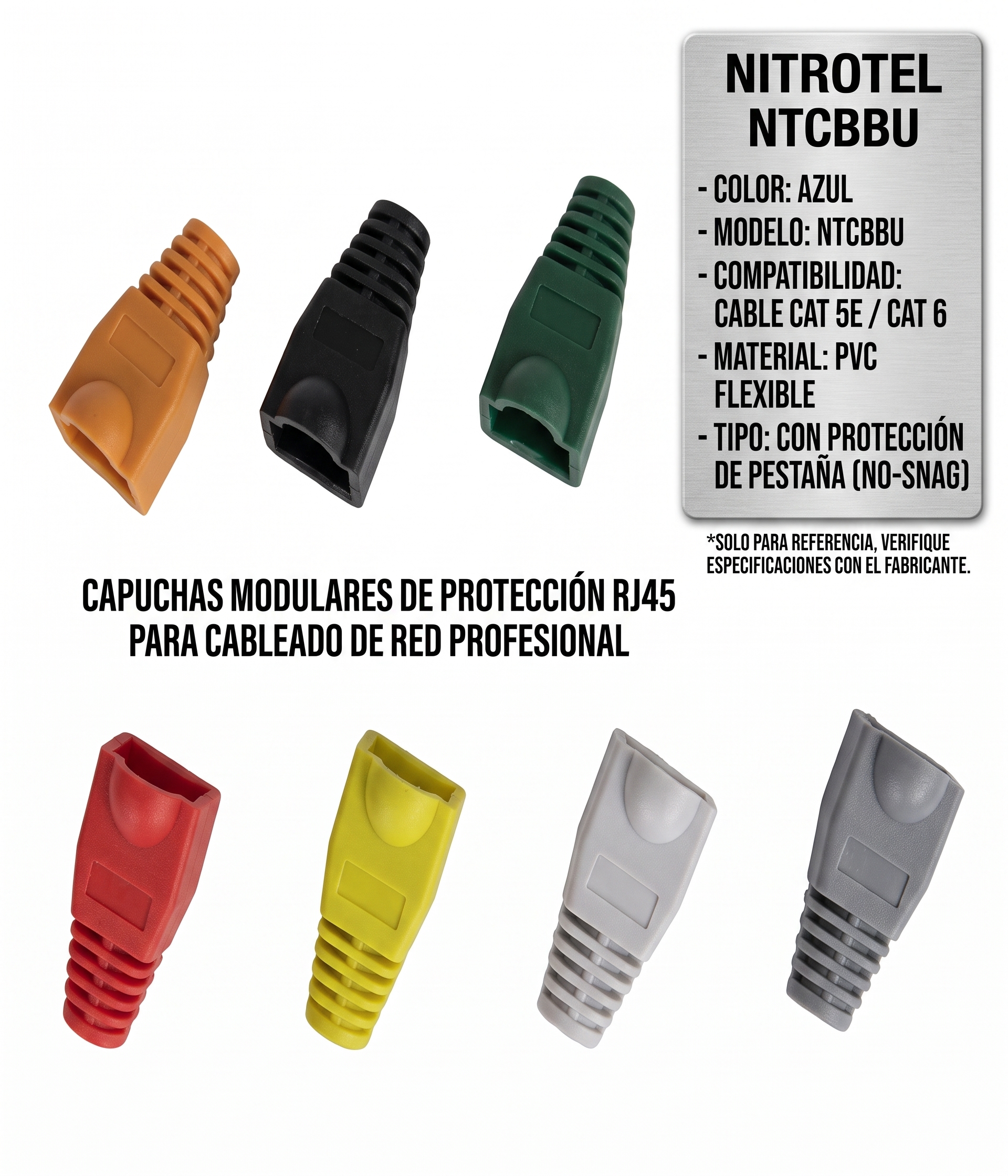 NITROTEL Capucha / Cubierta Protectora Modular RJ45 (Strain Relief Boot) – NTCBBU
