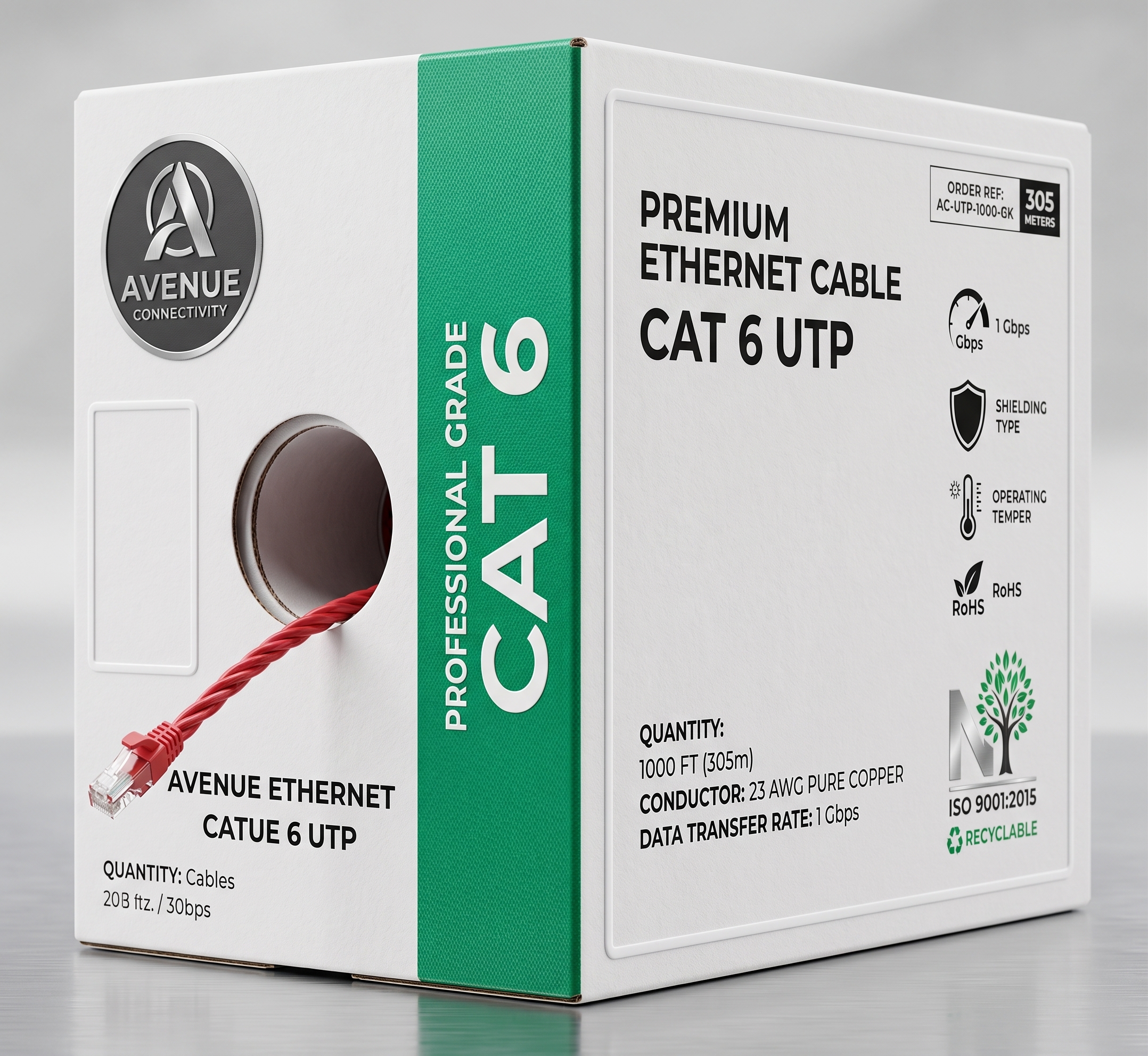 NITROTEL - CABLE CAT 6 23 AWG SOLID 4PR, UTP, UL, PVC CMR (BLUE) *** BOX DE 305 MTS *** (NTNC6EBU)