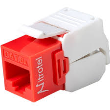 NITROTEL - KEYSTONE JACK UTP CAT6 A 180 DEGREES RED (NTKJ6ARDSL)